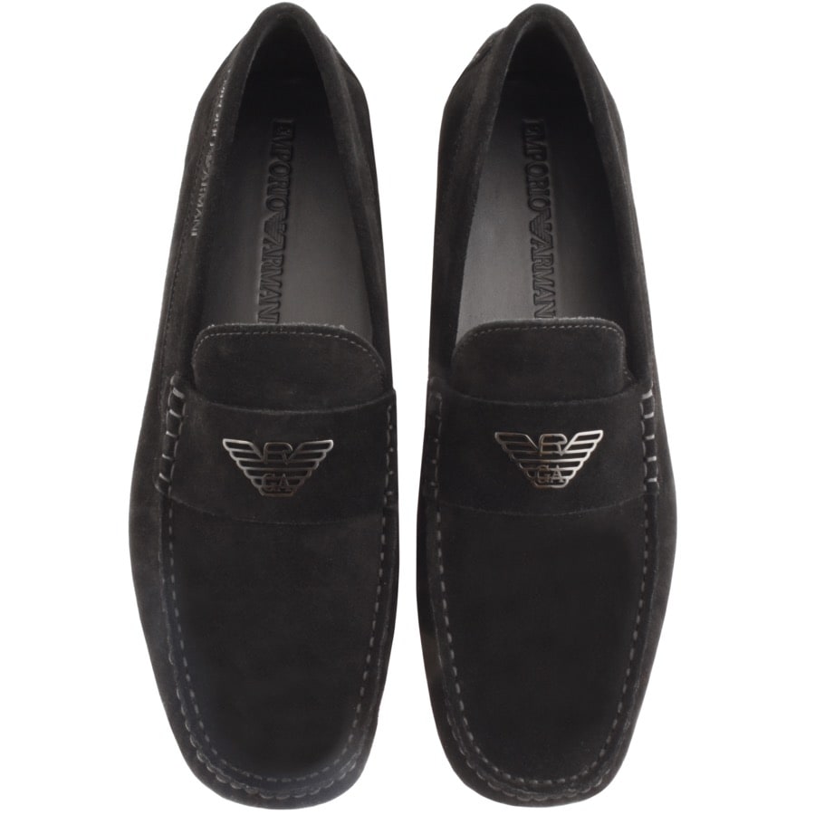 Alternative Image for ProductEmporio Armani Suede Driver Shoes Black3